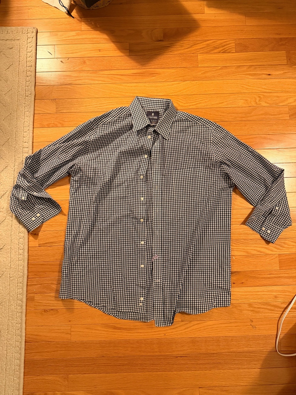 Stafford Blue & White Checkered Button Up Size 17 #classy #preppy #work #summer